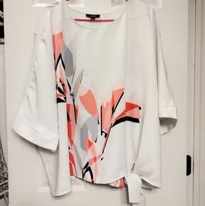 Alfani Women's Printed Side Tie Top White Size 3X